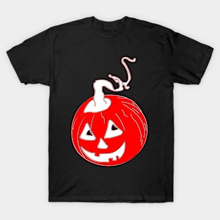 Happy Hallowin Party Halloween day red pumpkin pixel art T-Shirt